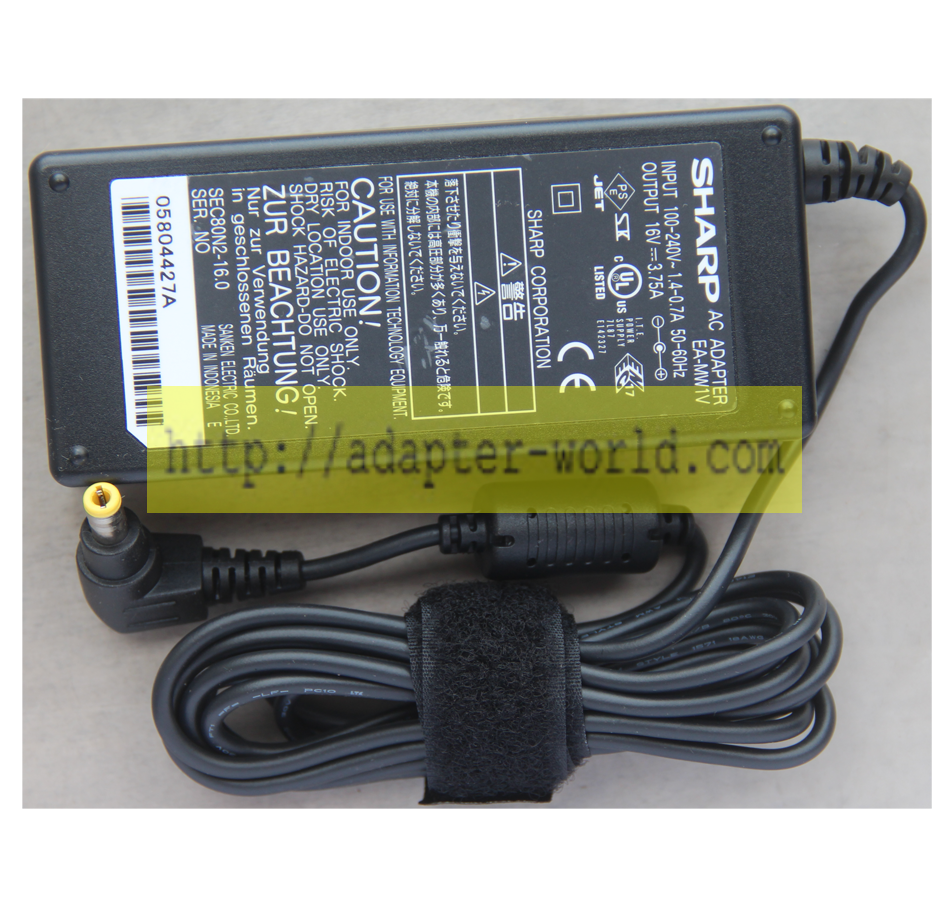 *Brand NEW*DC16V 3.75A (100W) EAMW1V SHARP AC DC Adapter POWER SUPPLY - Click Image to Close